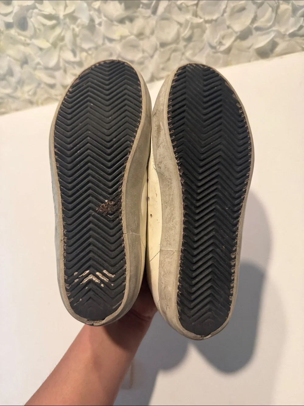 Golden Goose White Leather & Gray Suede Velcro Sneakers with Leopard Heel - Picture 5 of 6